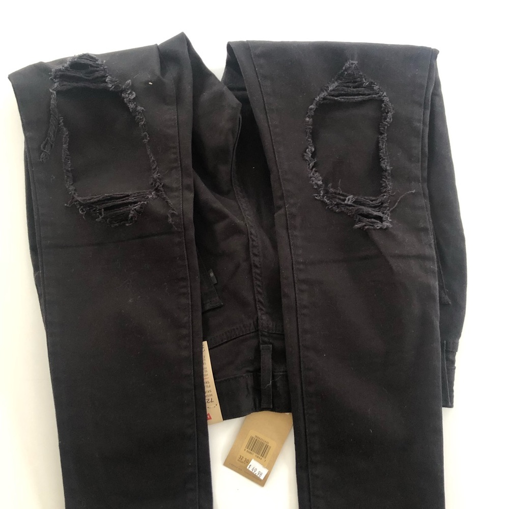 LEVIS 721 BLACK RIPPED JEANS - Picture 4 of 5